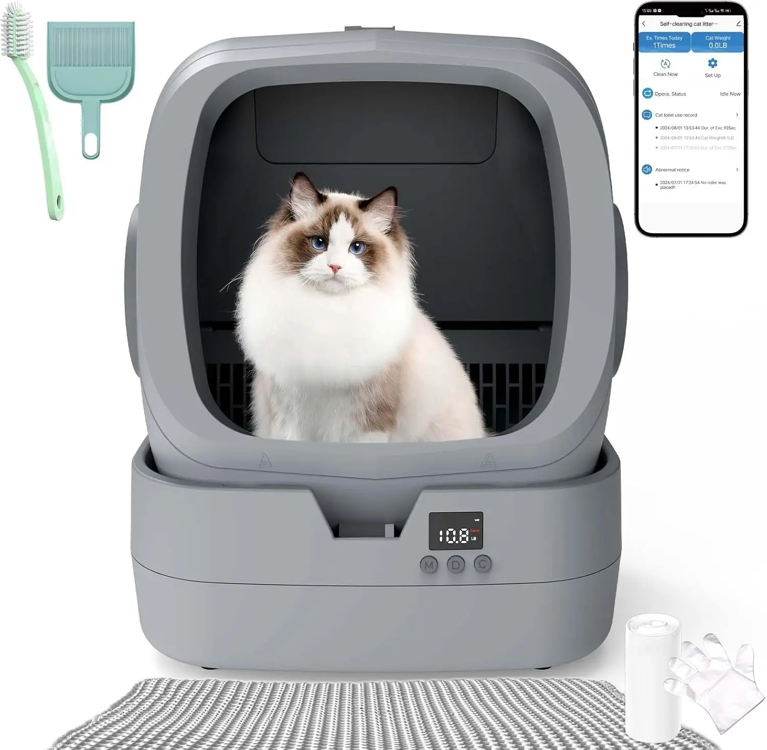 

Automatic Cat Litter Box. APP Control. Weight Monitoring. 86L Ultra-Quiet. Multi-Cat. Smart Health Monitor. Safe Anti-Pinch.