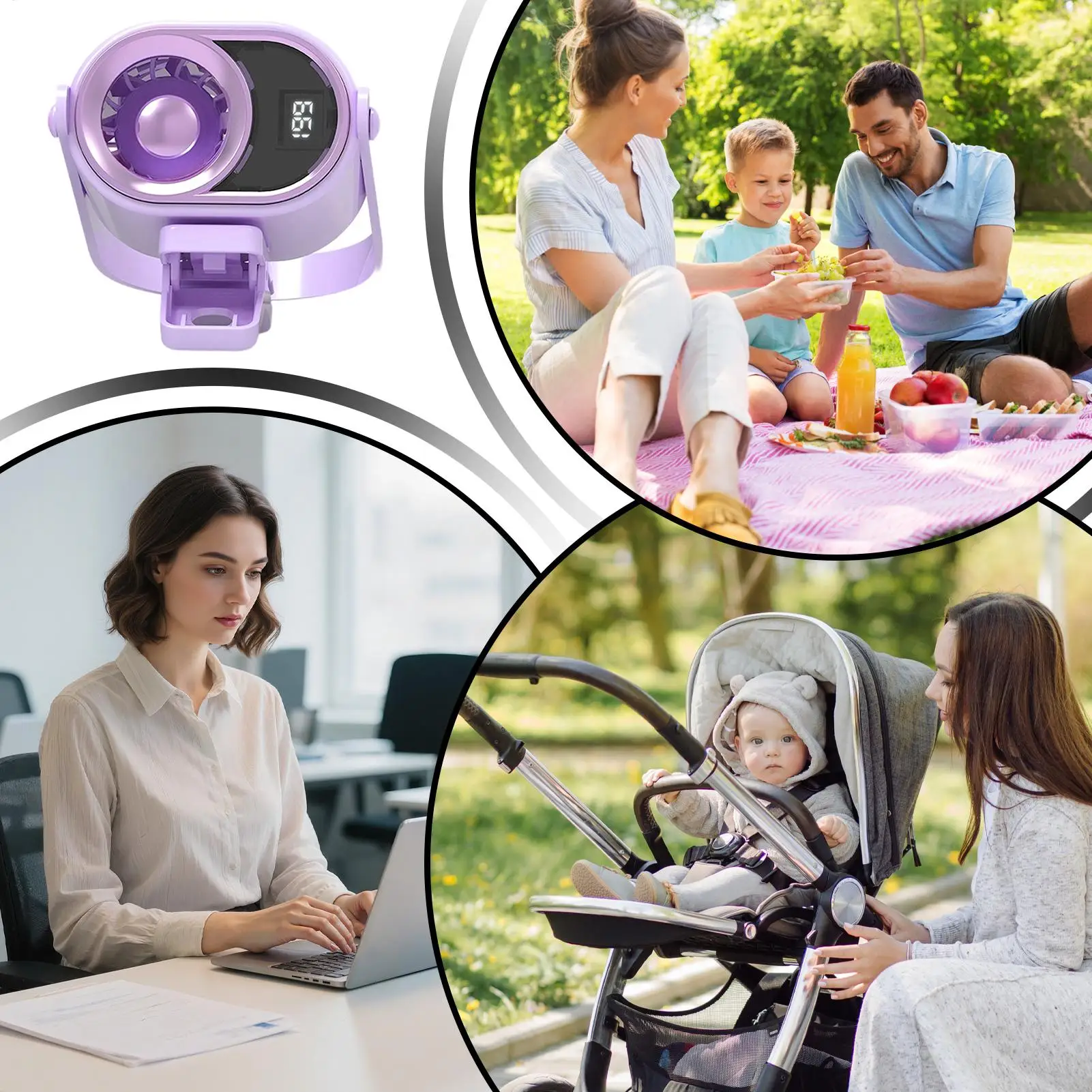 

Clip On Fan 4 Speeds Silent Portable Cooler Small Clip Fan With Light And Lanyard For Home Bedroom Stroller Cart Camping Hiking