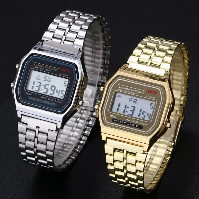 Mulheres relógio masculino ouro prata vintage led digital esportes relógios de pulso eletrônico digital presente masculino promoção reloj hombre