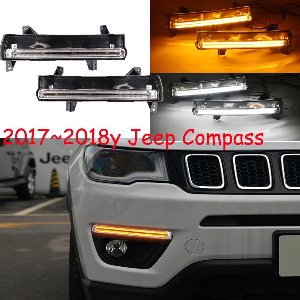 

Автомобильные аксессуары, бампер, фара для дневного света Jeep Compass 2017 ~ 2020y, светодиодная фара для Jeep Compass, противотуманная фара