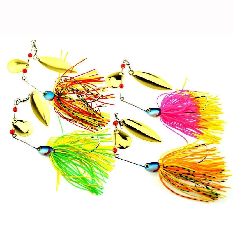 

High Quality Fishing Lure Spinnerbait 20g/24g Double Metal Willow Blades Silicone Skirt Spinner Lure Bait With 3/0# Hook