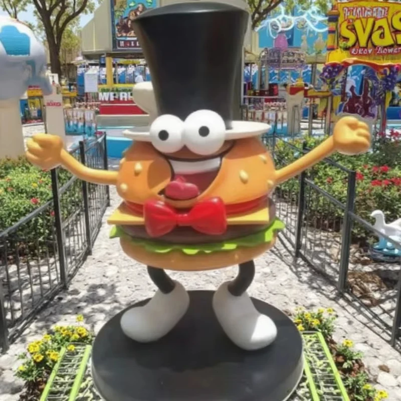 Custom Outdoor Hot Sale Resin Sculpture Fiberglass Burger Statue for Sale