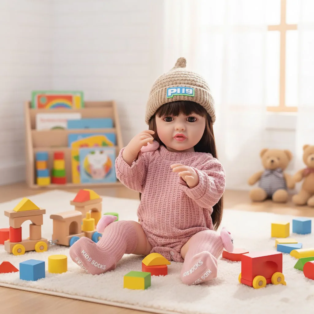 Cloveray 22 inch Classic Full Body Vinyl Realistic Reborn Baby Doll Super Cute Vinyl Doll Handmade Original Toy Kid Xmas Gift