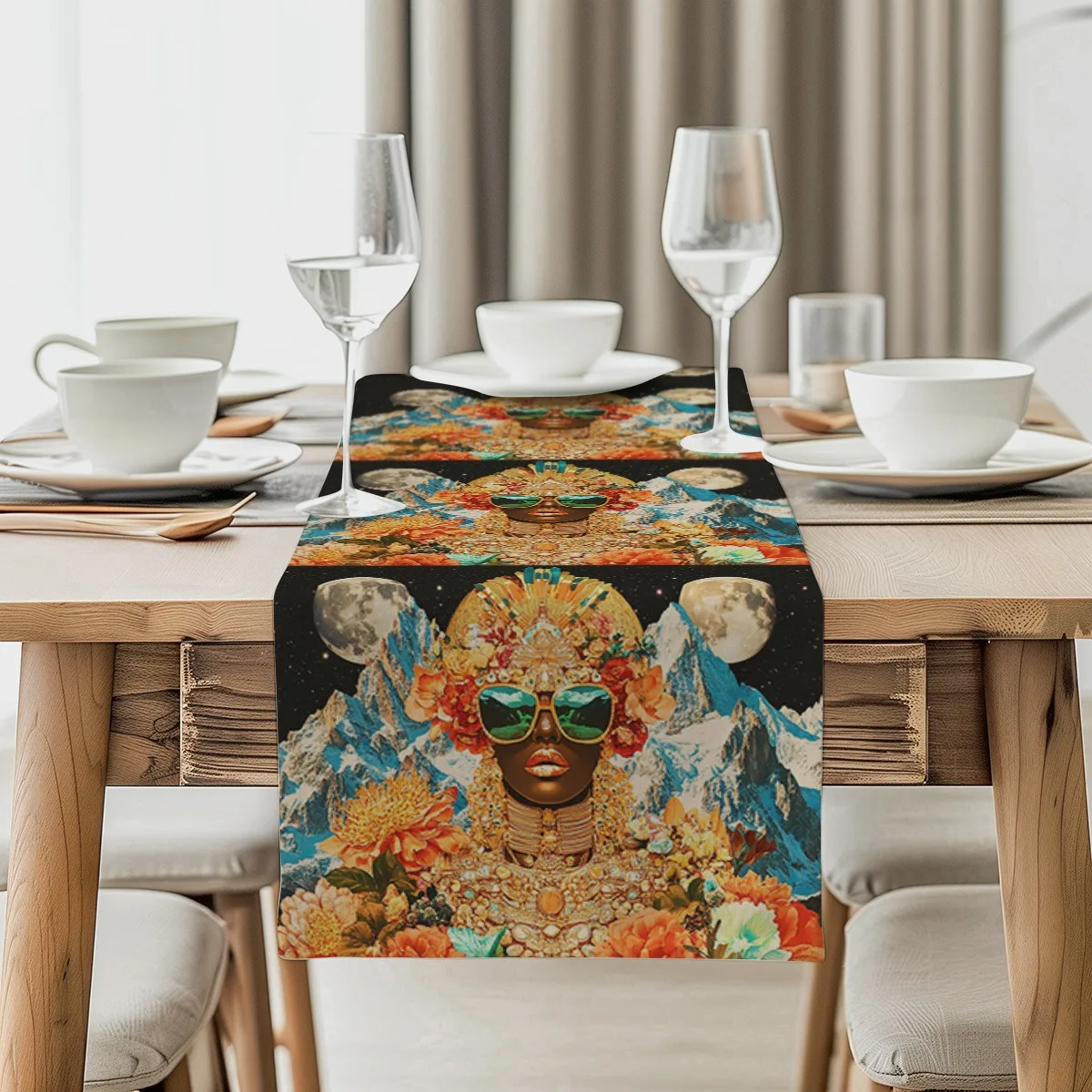 

print table runner Bohemian Peony Floral Collage Long cloth For Birthday,Wedding Bridal Shower Party Decor,Shower Party Supplies