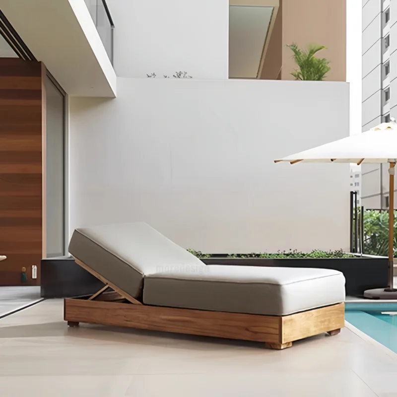 Solid Wood Villa Balcony Park More Design Casual Comfortable Garden Pool Furniture Waterproof Outdoor Lounger