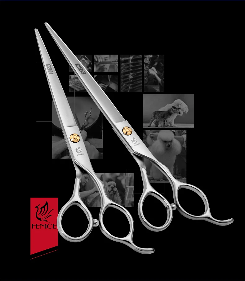 Fenice Professional JP440C 7,0 / 7,5 Zoll Tierpflege-Hundehaarschere mit gezackter Klinge, Hundeschneideschere – Detail 13