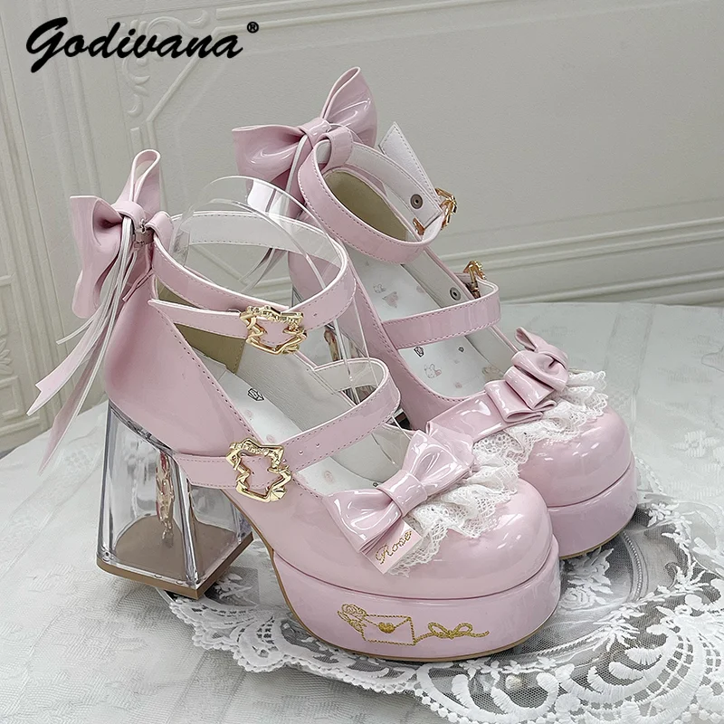 

Оригинальные женские элегантные туфли на высоком каблуке, новые весенние милые туфли на платформе в стиле Лолиты для женщин и девочек, туфли-лодочки Мэри Джейн