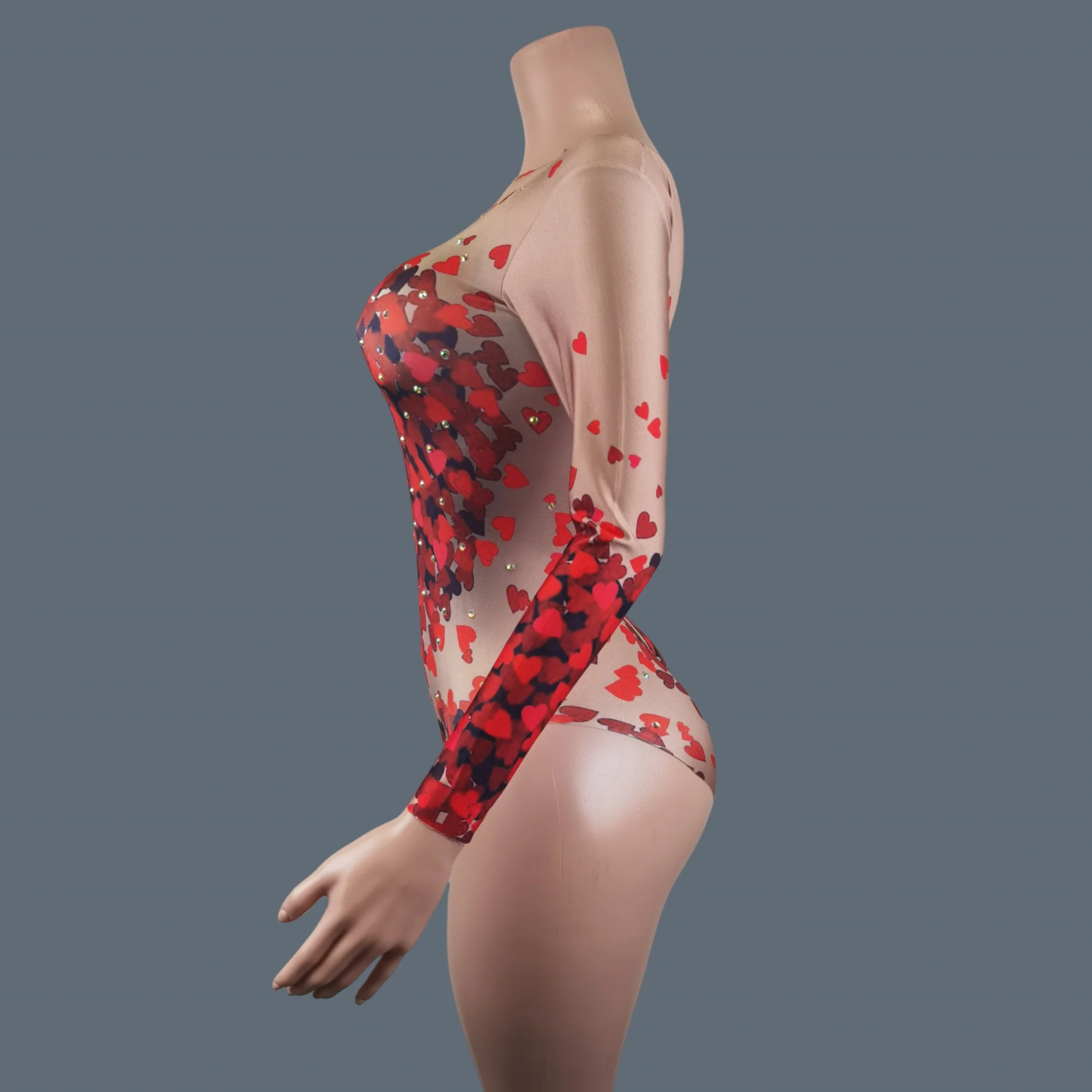 Women Sexy Printing Spandex Elastic Bodysuit Club Stage Performance Dance Costume Showgirl Bodysuit Birthday Party Wear Aiqinhai