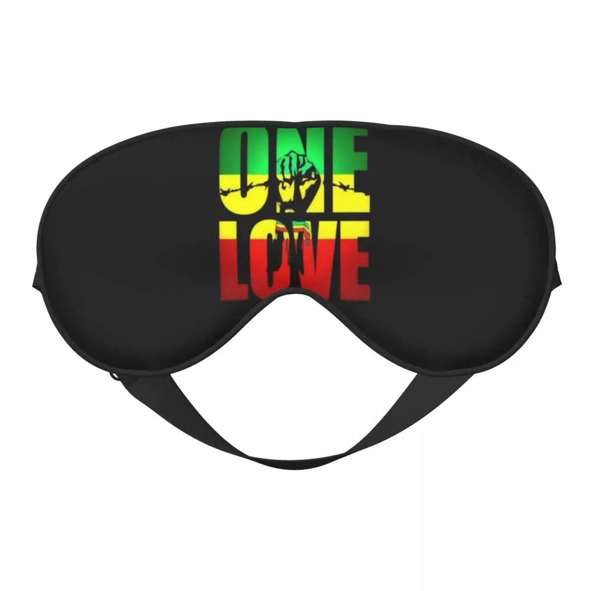 

Custom One Love Jamaica Reggae Creative Eye Patches Blindfold Men Women Travel Sleeping Eye Mask Lunch Break Eye Covers