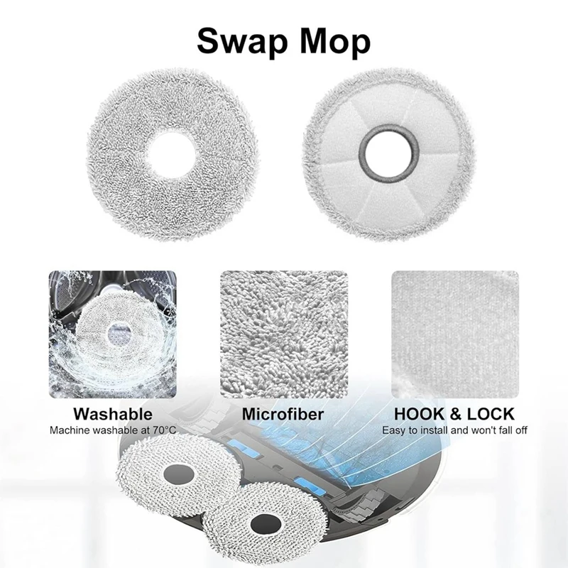 ABUD-T30s مجموعة ملحقات المكنسة لـ ECOVACS DEEBOT T30S كومبو روبوت فراغ استبدال أجزاء مرشحات الفرشاة