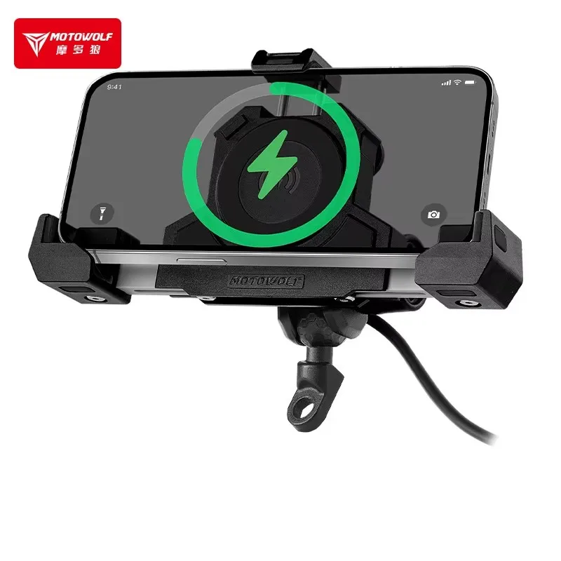 MOTOWOLF motorfiets buiten schokabsorberende mobiele telefoonhouder driehoeken vaste houder draadloos opladen navigatiehouder - afbeelding 1