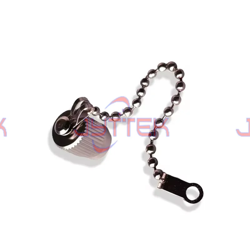 The FC metal dust cap with a metal chain is specifically designed for optical fiber instrumentation equipment.