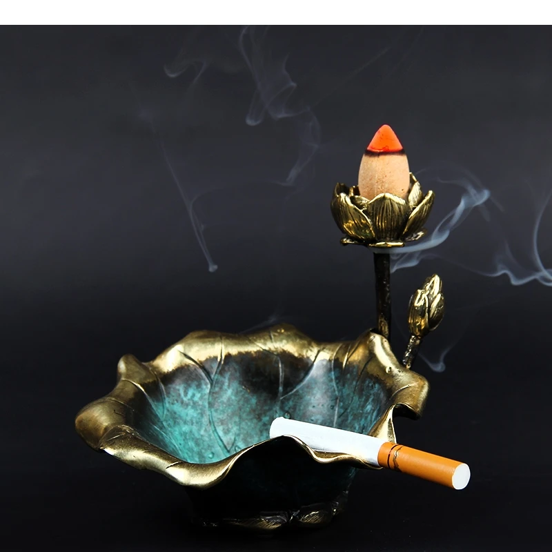 

Copper Ashtray Leaf Shape Ash Tray Living Room Desktop Cigar Ashtrays Storage Containers Smoking Accessories