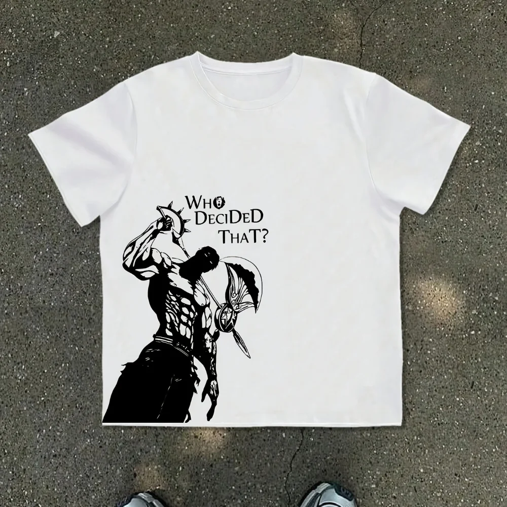 Women's Vintage Men Seven Deadly Sins Who Decided That? T Shirt Harajuku O-Neck Streetwear Tee Casual Trendy Oversized Harajuku