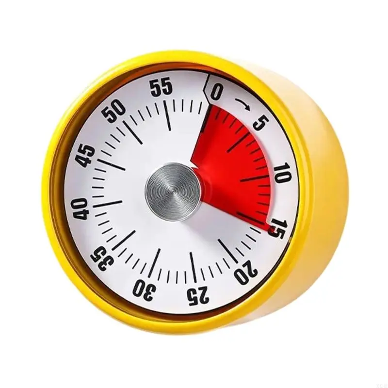 Visual Rotating Countdowns Timer Mechanical 60 Minutes Kitchen Dials with Back Rings Alarm for Home Routines KXRE