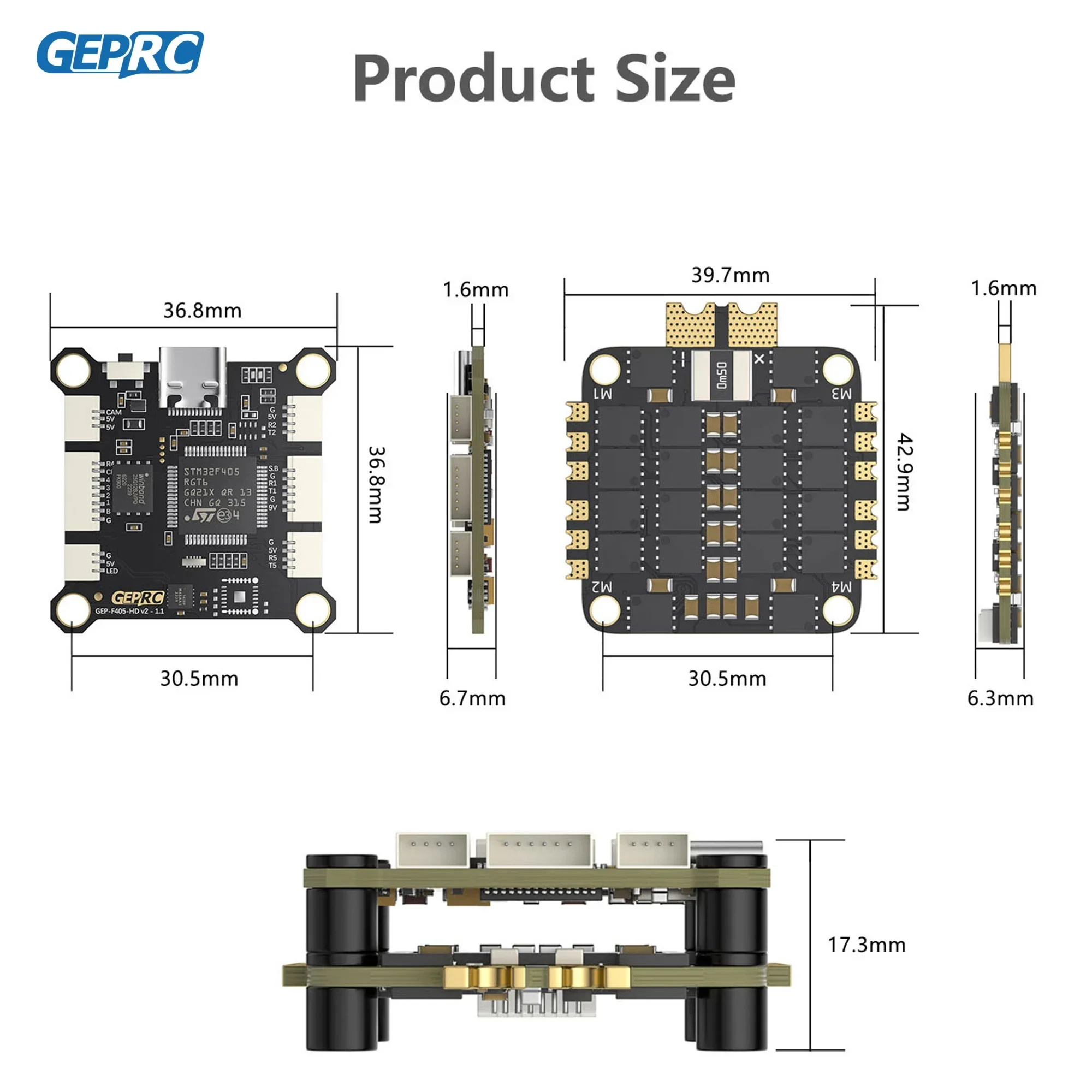 GEPRC TAKER F405 BLS 50A Combo - Pile FC Plug & Play avec enregistreur de données de 16 Mo et analyse de boîte noire pour drones de course