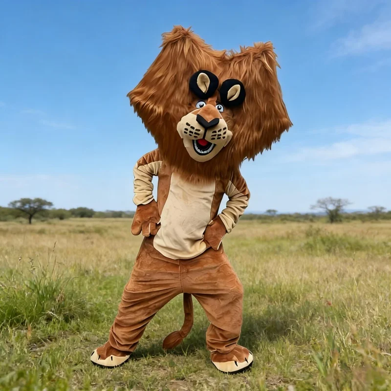 Niedliches Madagaskar-Löwen-Maskottchen-Kostüm Zeichentrickfigur Cosplay-Outfit für Halloween-Party Event-Aufführung