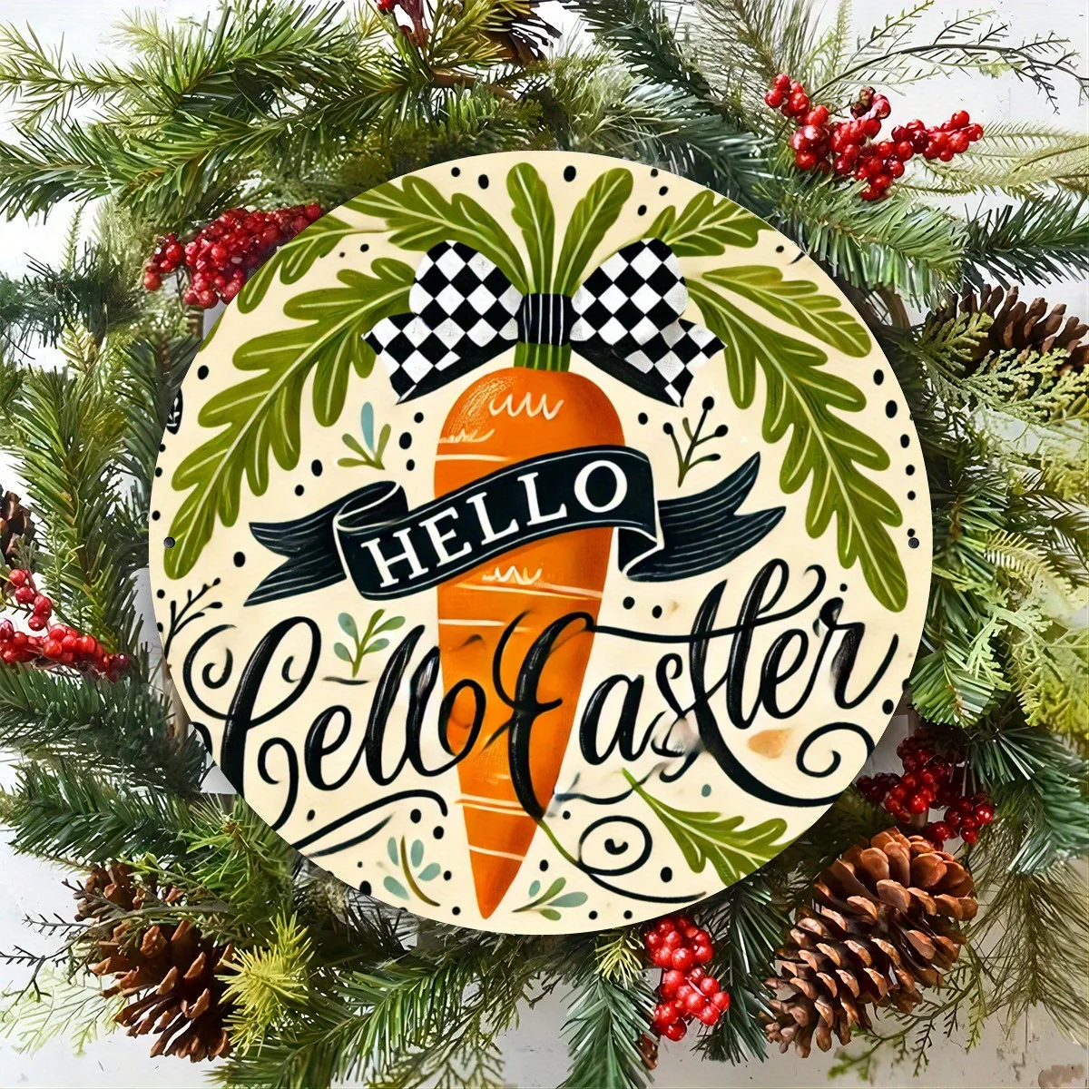Vintage Carrot Easter Sign: 8x8 Inch Metal Plaque for Home, Kitchen, Farmhouse Decor - Perfect for Parties, Bars, Shops, and Gar