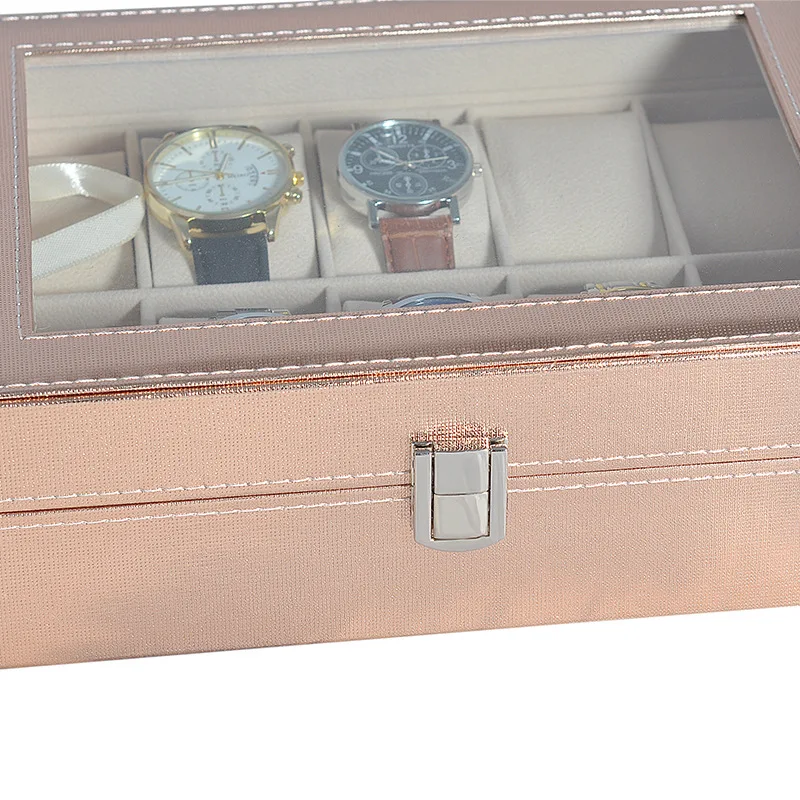 Boîte de présentation de bijoux pour hommes et femmes, boîtier de montre Premium, fenêtre transparente, rangement, 12 bits, 10 bits, cadeau d'évaluation