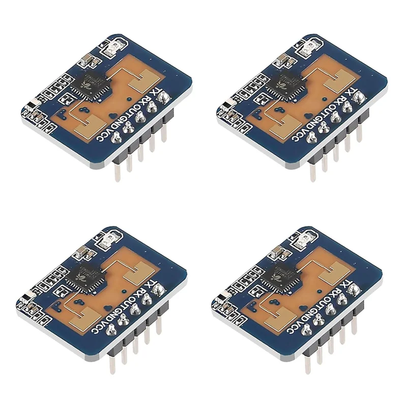 

ABBO-HLK-LD2410 4 шт. LD2410C Радарный модуль датчика присутствия человека 24 ГГц ISM Band Бесконтактный последовательный порт миллиметровой волны