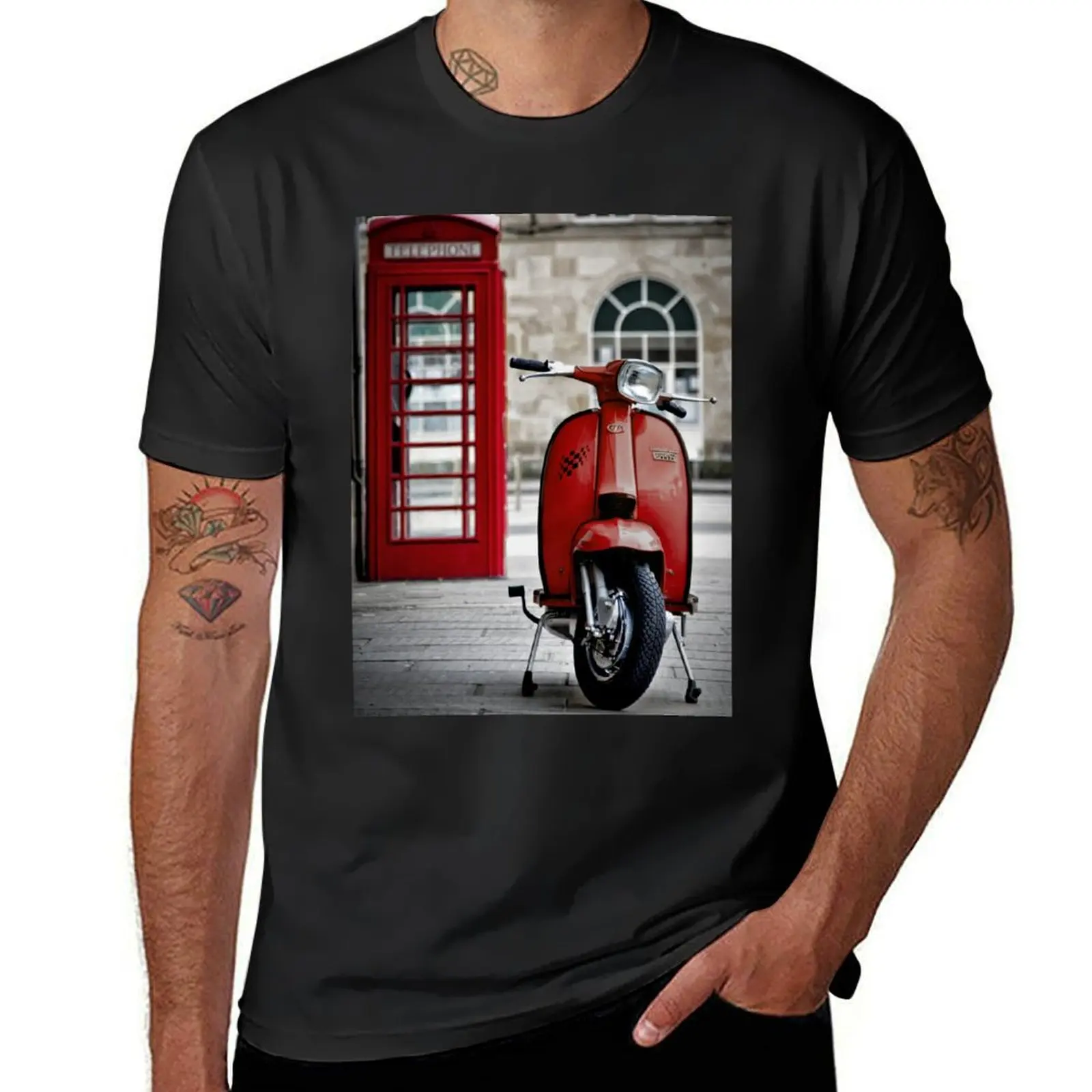 Italian Red Lambretta GP Scooter T-Shirt sweat heavyweights summer clothes mens vintage t shirts