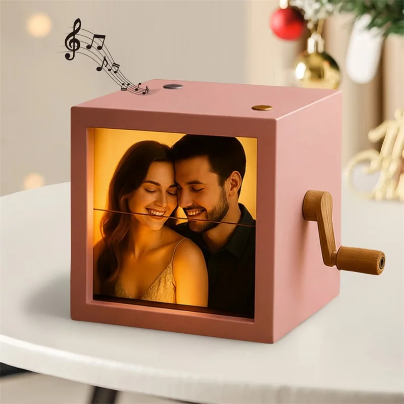 

3D Printing Hand Crank Photo Album with Light Mini Photo Album Custom Picture Flip Book Frame Personalized Hand-cranked Gifts