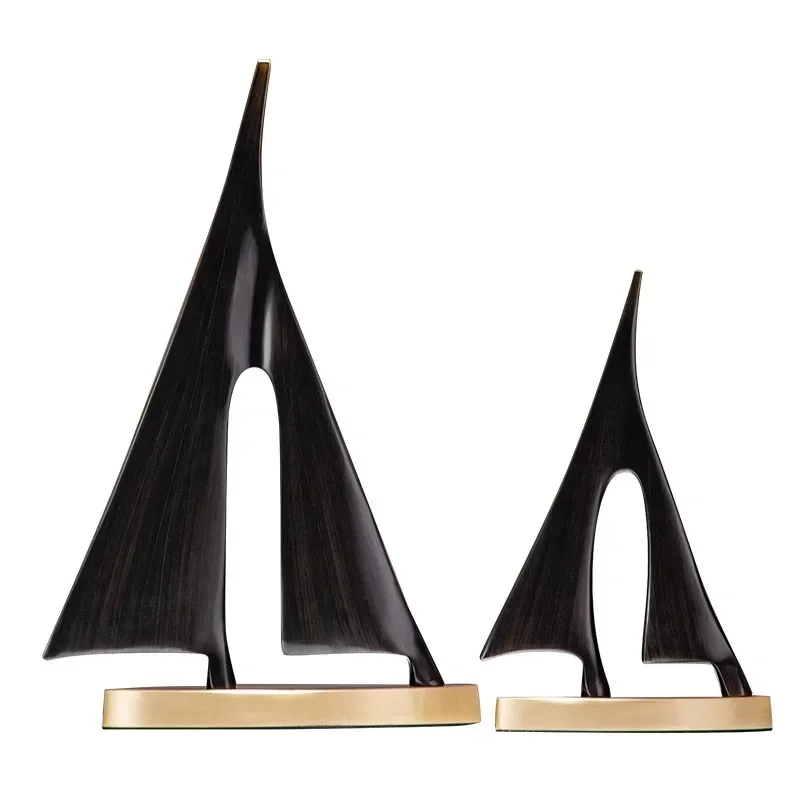 Smooth sailing brass all copper office desktop ornament sailing boss high-end simple living room wine cabinet decoration