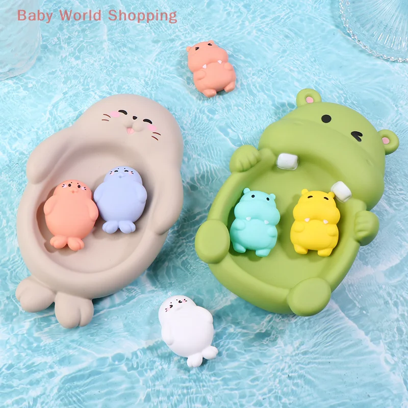 Bathroom Floating Animal Hippo Otter Sealed Floating Play Toy Baby Bath Bath Toy Swimming Pool Parent-child Interactive Toys