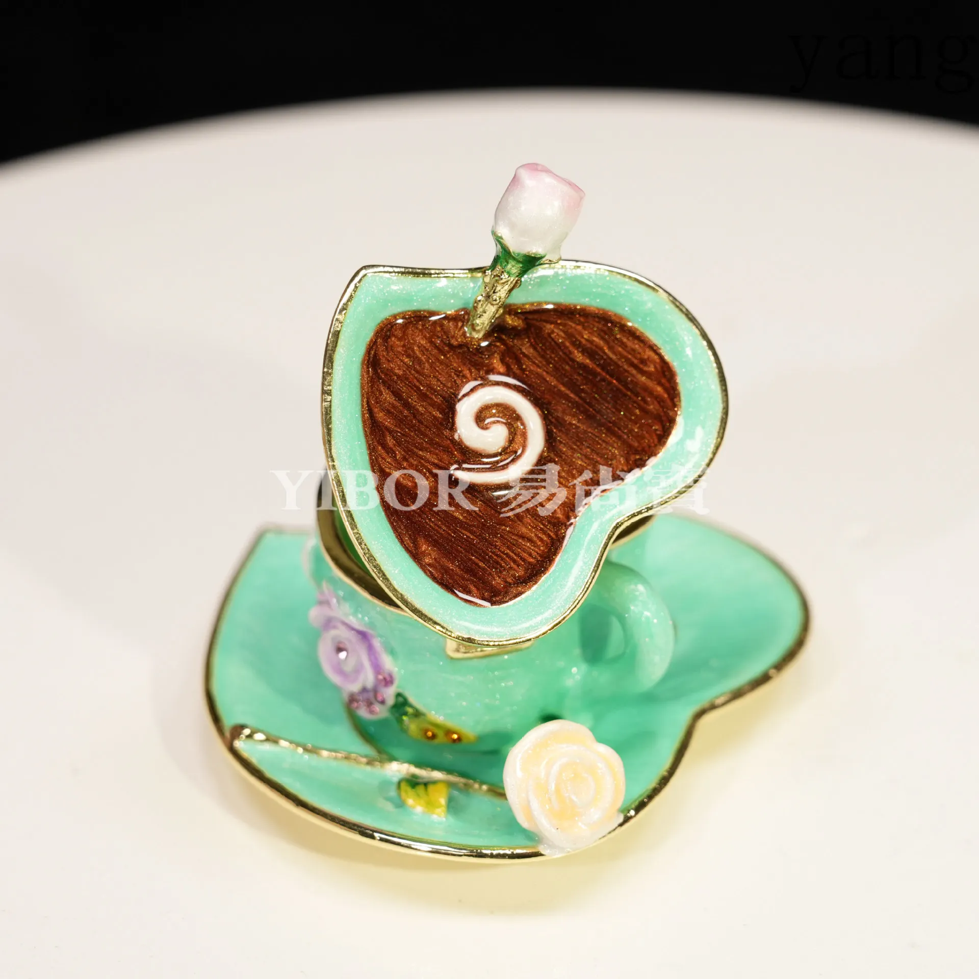 CX metal enamel color jewelry box coffee cup desktop ornament