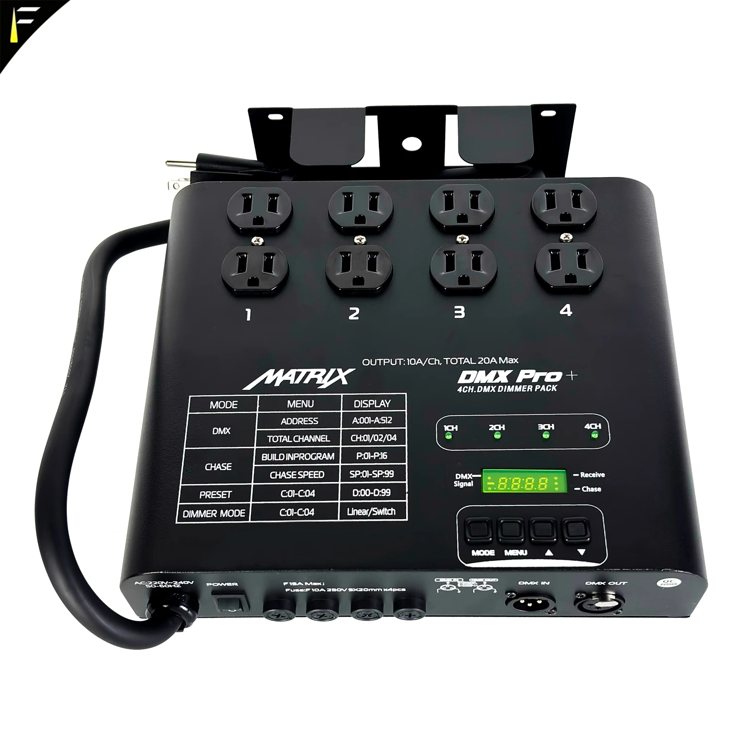 DMX512 4-Channel LED Strip Dimmer with Faders - Suitable for Stage Wedding Performance and Live Streaming Studio Lighting