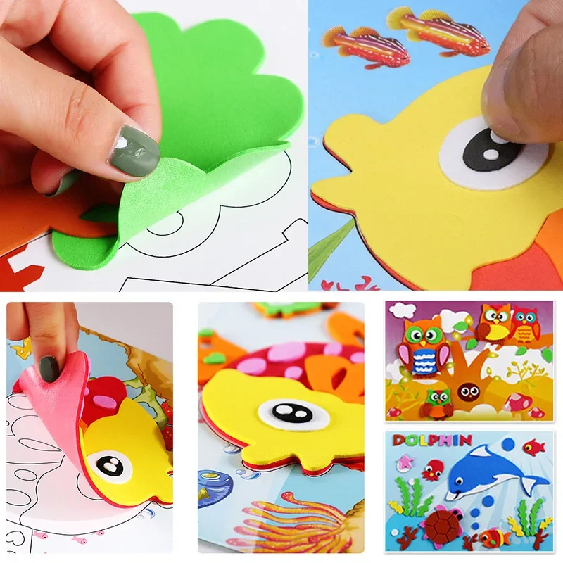 kids craft 3D EVA Foam Stickers Puzzle Cartoon Animal DIY Handmade Early Learning Educational Toys For Children Kids Gift