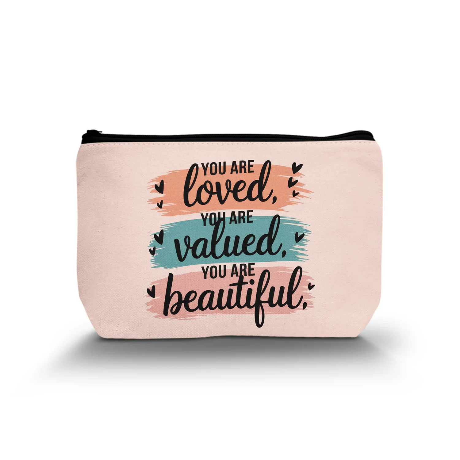 1Pc Loved Valued Beautiful Aesthetic Cosmetic Bag Durable And Stylish Zippered Portable Women'S Cosmetic Bag Suitable For Daily