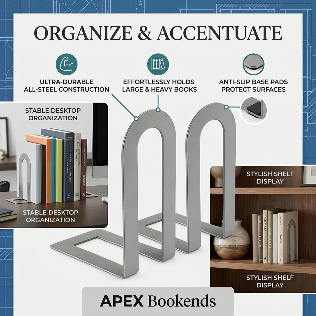 2Pcs L-shaped Desk Bookends Durable Iron Book Stand Durable Book Holder Simple Display Book Support Rack Non Slip