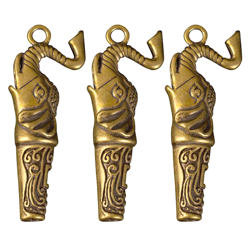 3 Pcs Elephant Whistle Surwiwal Survival Accessories Hiking Supplies Outdoor Gadgets Decor Mini Key Rings Pendants Copper Metal