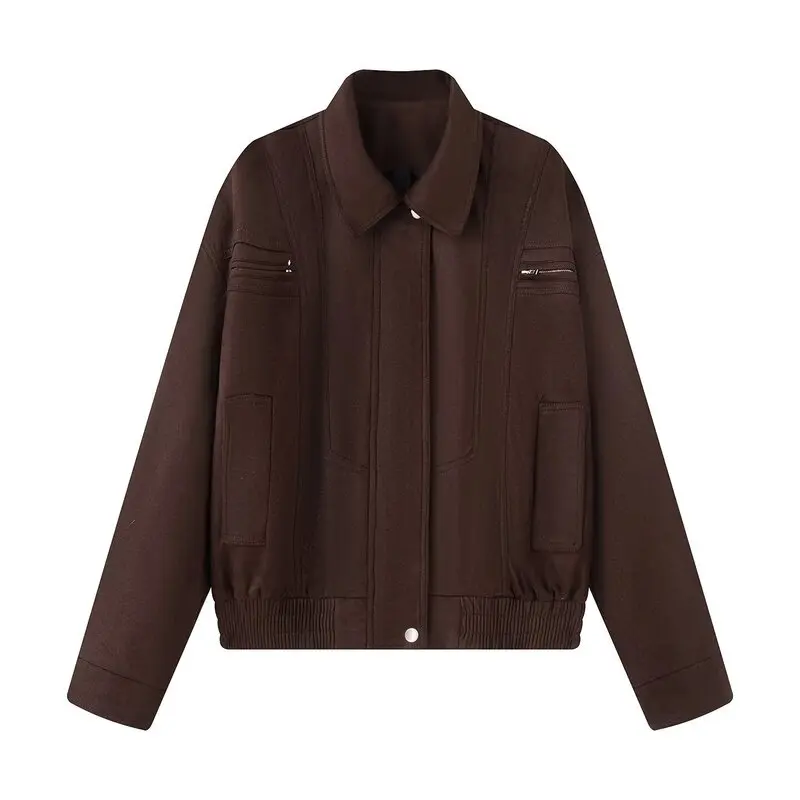 2025 Autunno Nuovo Americano Retro Motorcycle ort Cappotto Faion delle Donne Versatile High-End Sensazione Jaet Top Abbigliamento da Donna