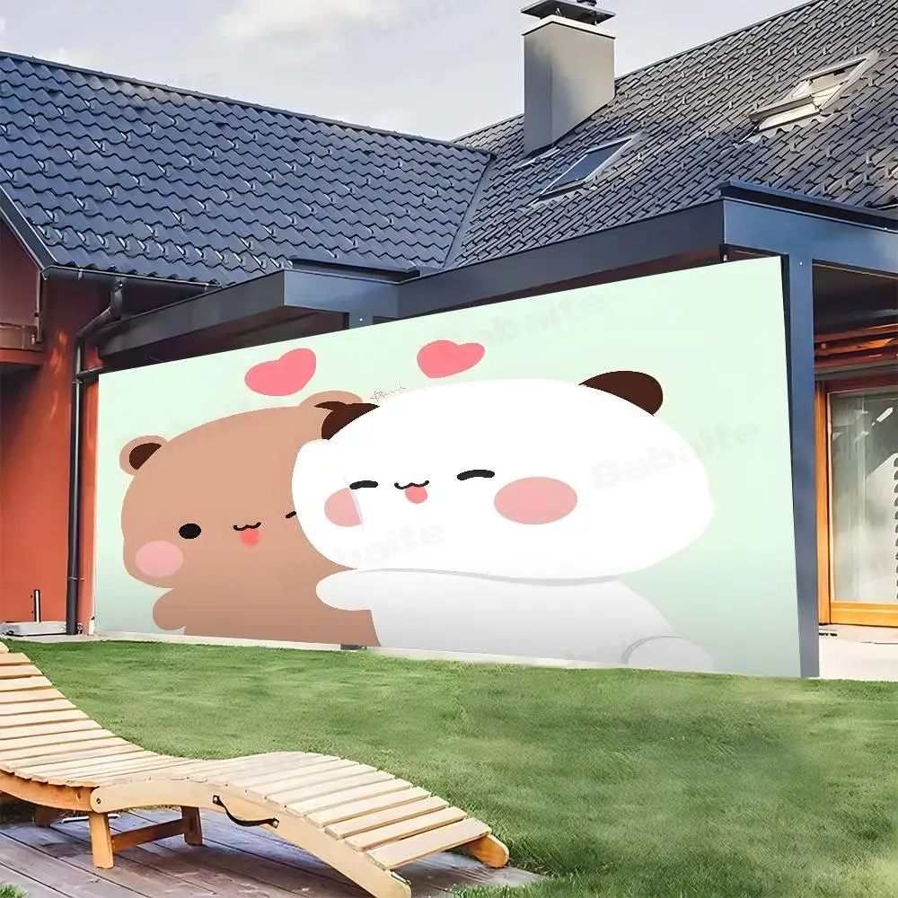 Panda Bear B-Bubu-Dudu Garage Door Banner Patio Decor Garage Wall Large Mural Cover Background Hanging