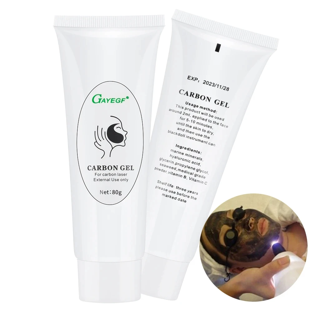 Gel de crema de carbón para limpieza profunda de la piel Facial, Nano carbón activado, rejuvenecimiento de la piel, muñeca negra, 80ML