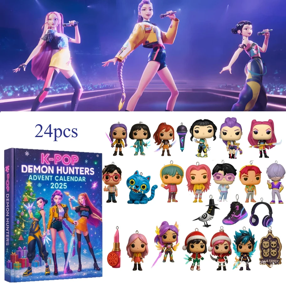 2025 حار في المخزون العد التنازلي التقويمات Kpop شيطان الصيادين تقويم القدوم نموذج دمية جمع مكتب الديكور هدايا عيد الميلاد