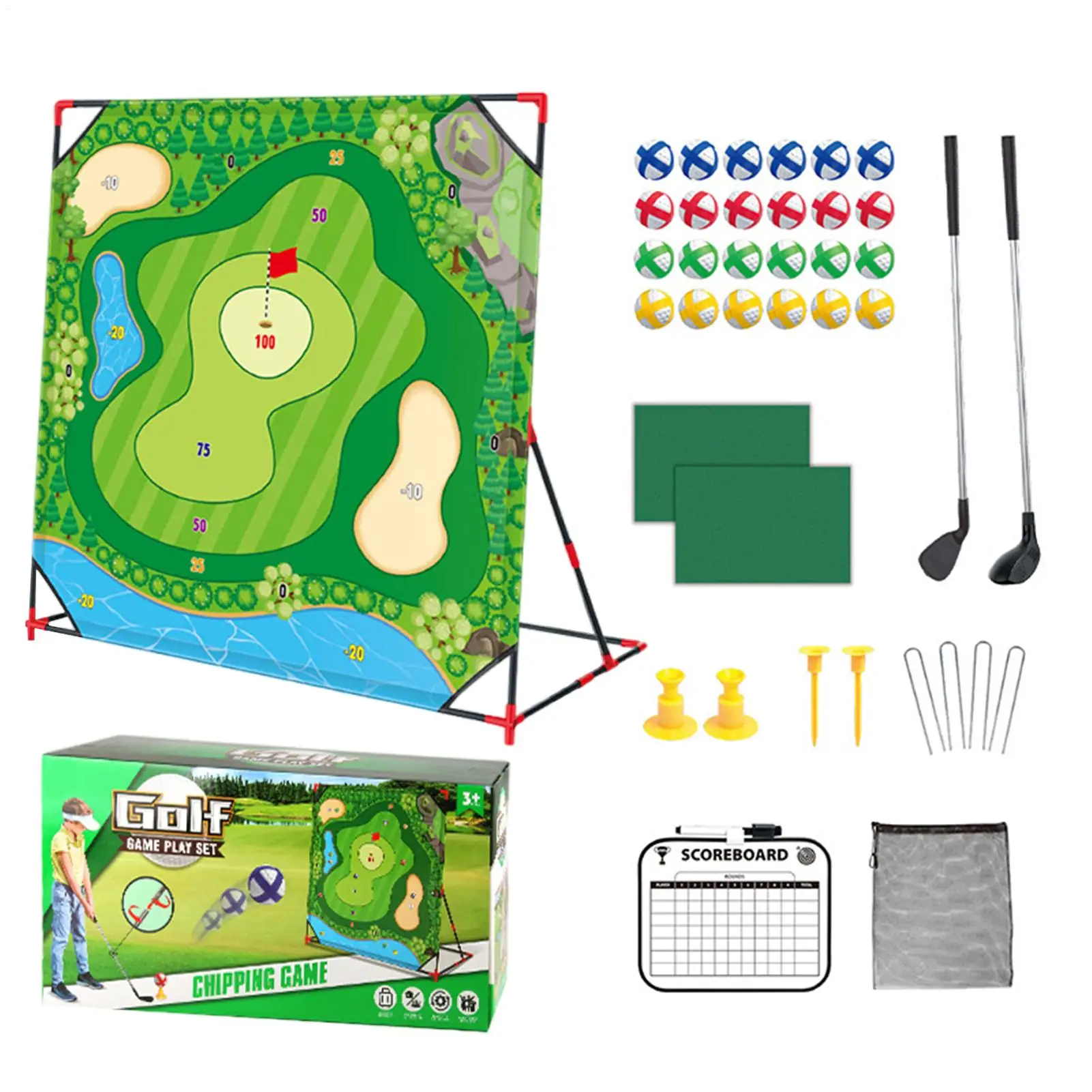

One Set Golf Battle Chipping Game Golf Hitting Mat Sports Activities Putting Practice Toy Swing Training Tool For Home Backyard