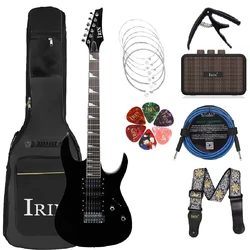 IRIN 6 Strings Electric Guitar 24 Frets Rosewood Fingerboard Electric Guitar with Backpack Pickup Paddle String