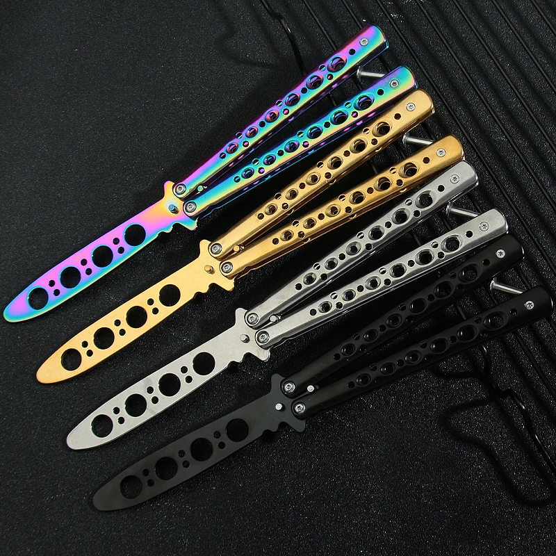 Foldable Butterfly Knife Trainer Portable Stainless Steel Pocket Practice Knife Training Tool For Outdoor Games Folding Knife
