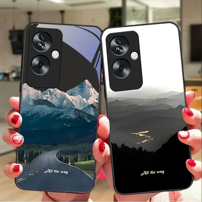 Circle Chinese Loong For Oppo A79 5G 58 78 74 60 4G Reno 11F Realme GT 6 11 Note 50 10 C55 X2 Tempered glass black phone case