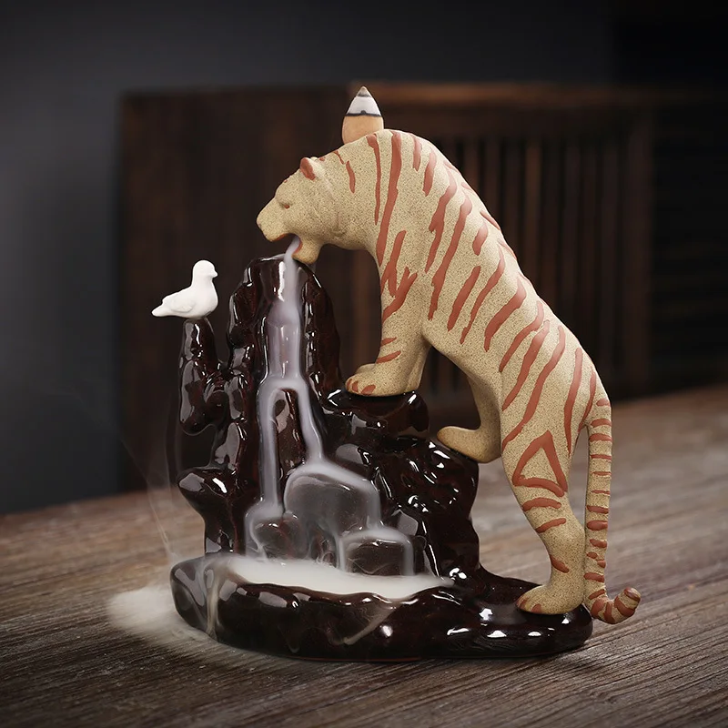 Backflow Incense Tiger Roar Forest Aromatherapy Burner Home Indoor Decoration