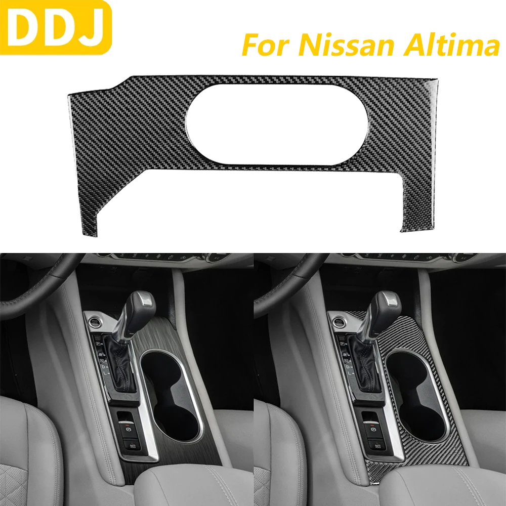 

For Nissan Altima 2019-2025 Carbon Fiber Gear Shift Water Cup Holder Panel Cover Car Accessories Interior Decoration Sticker