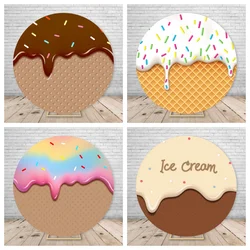 Ice Cream Theme Round Background Baby Kids Flash Birthday Party Decorations Customizable Photography Studio Supplies