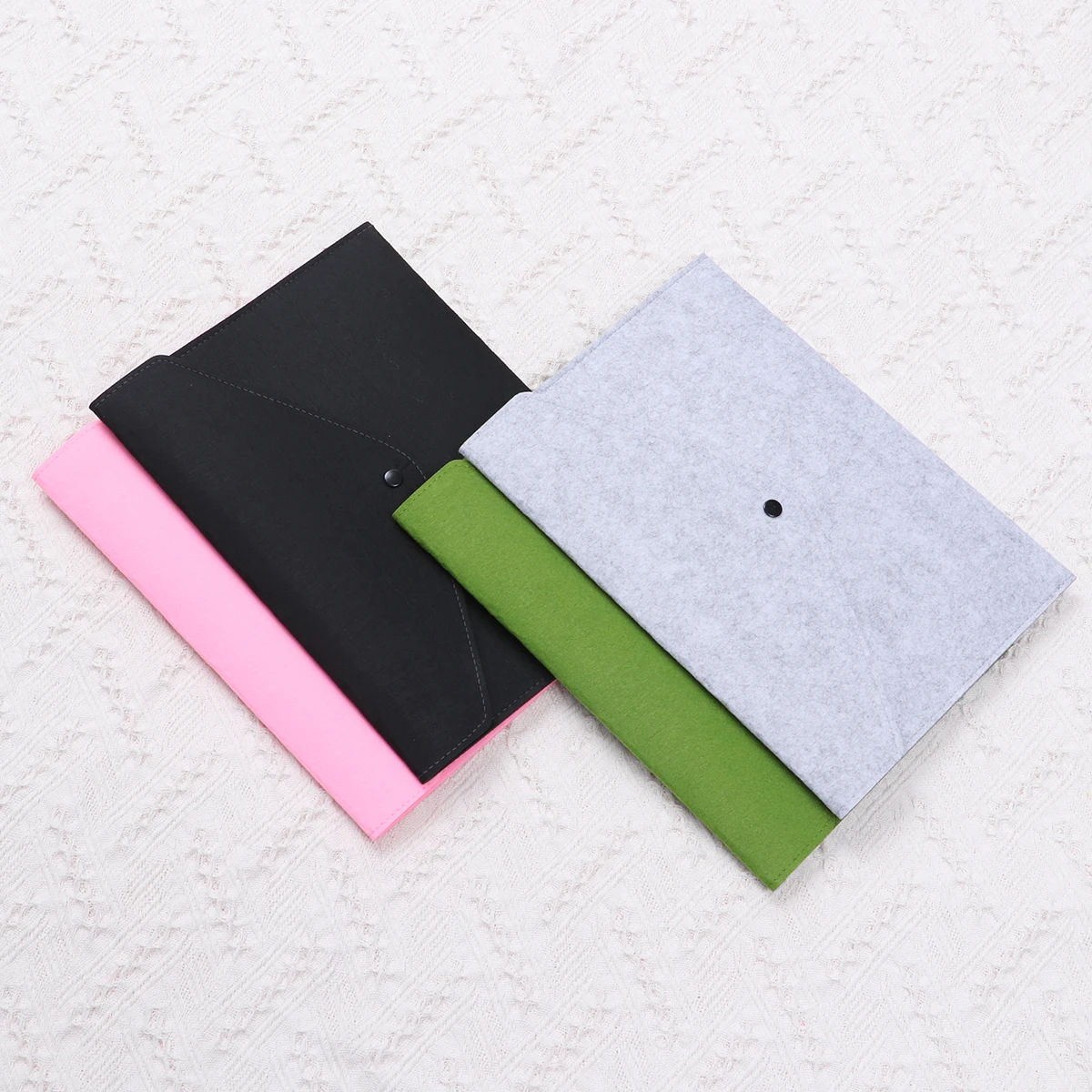 

4 PCS File Holder Document Folder Binder Folders Felt Portable Briefcase Bag Button