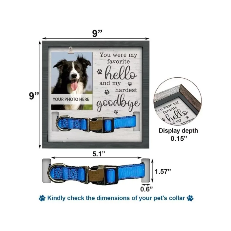 Dog Pet Gift Wooden Photo Frame DIY Gift Gift Dog Collar Souvenir Pet Commemorative Stand Frame Can DIY Photo Collar