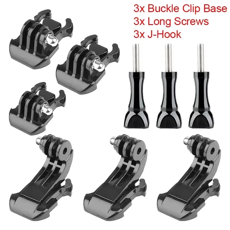 Quick Release J-Hook Buckle Mount 3-Prong J Hook Clip Adapter for GoPro Hero DJI Insta360 SJCAM AKASO Action Camera Helmet Mount