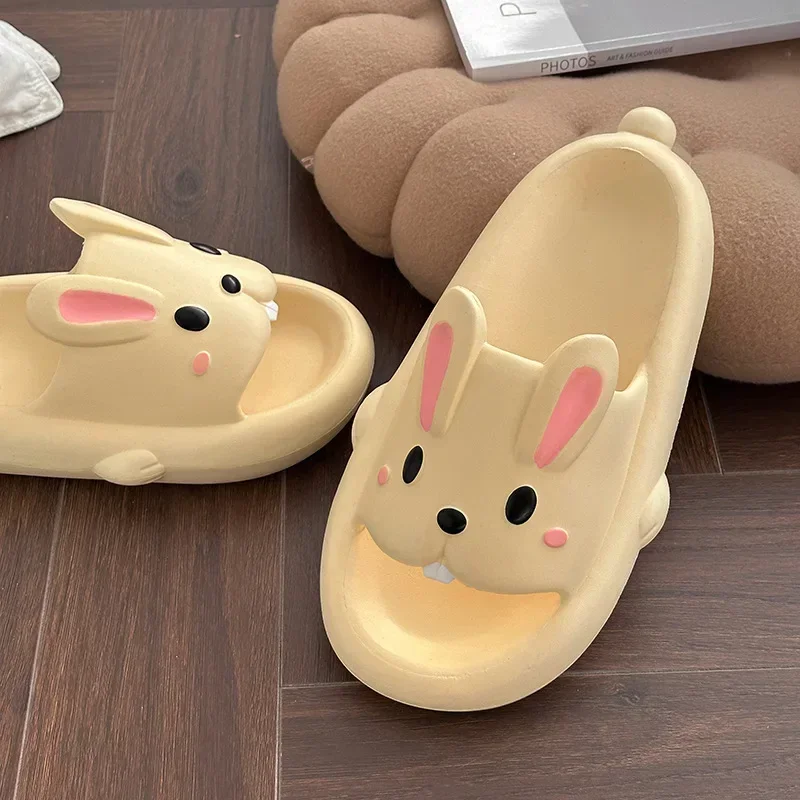 Outdoor cute bunny shoes Indoor EVA platform slippers for family use summer couple slippers for women to wear for men