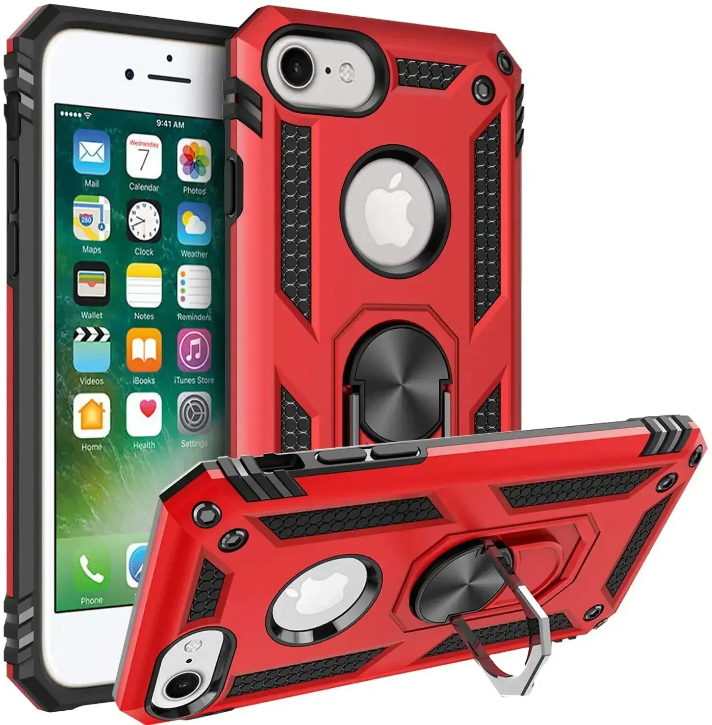 Odporne na wstrząsy etui do iPhone'a 7 Armor Military Drop Protective Ring Holder Magnet Case Cover do iPhone 7 Plus 7Plus